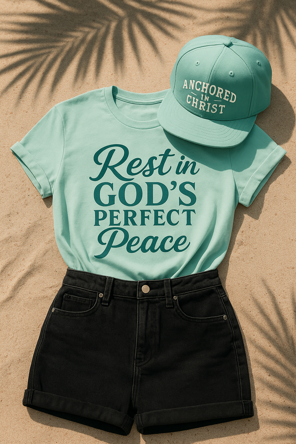 Rest in God's Perfect Peace Tee- Mint