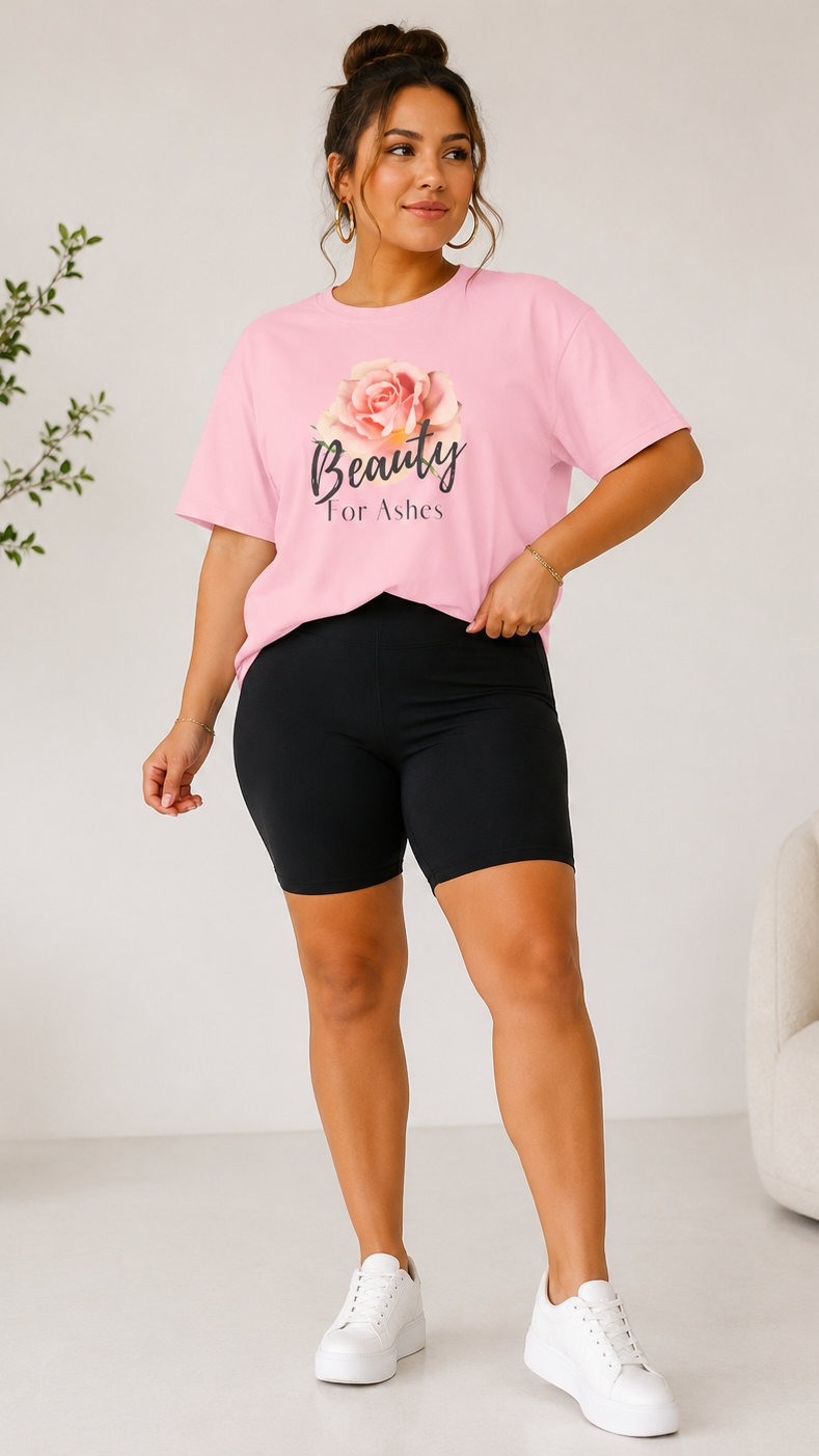Beauty From Ashes T‑Shirt — Floral Christian Isaiah 61:3 Inspirational Tee